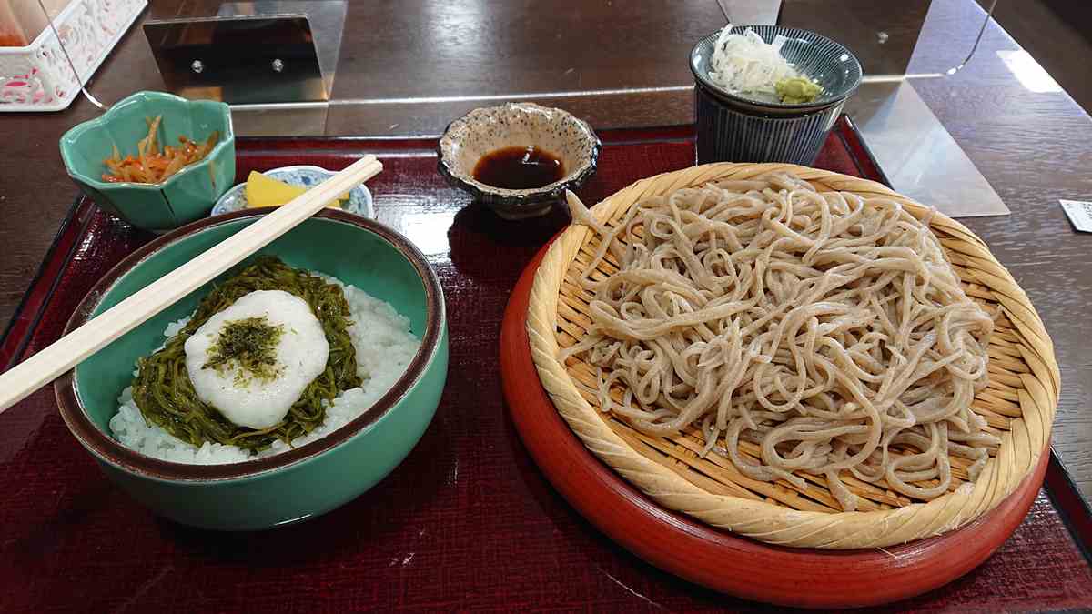 道の駅万葉の里の「ざるそば&めかぶ丼セット」