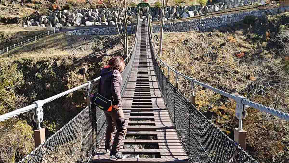 道の駅万葉の里にある大吊橋